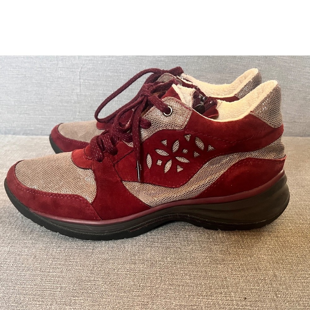 Jambu Burgundy Suede Mesh Lace Up‎ Zip Ankle Boots Sneakers Women's